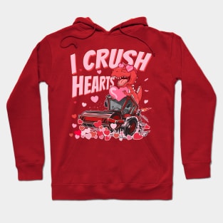 I'm Ready To Crush Hearts Monster Truck T-Rex Valentines Hoodie